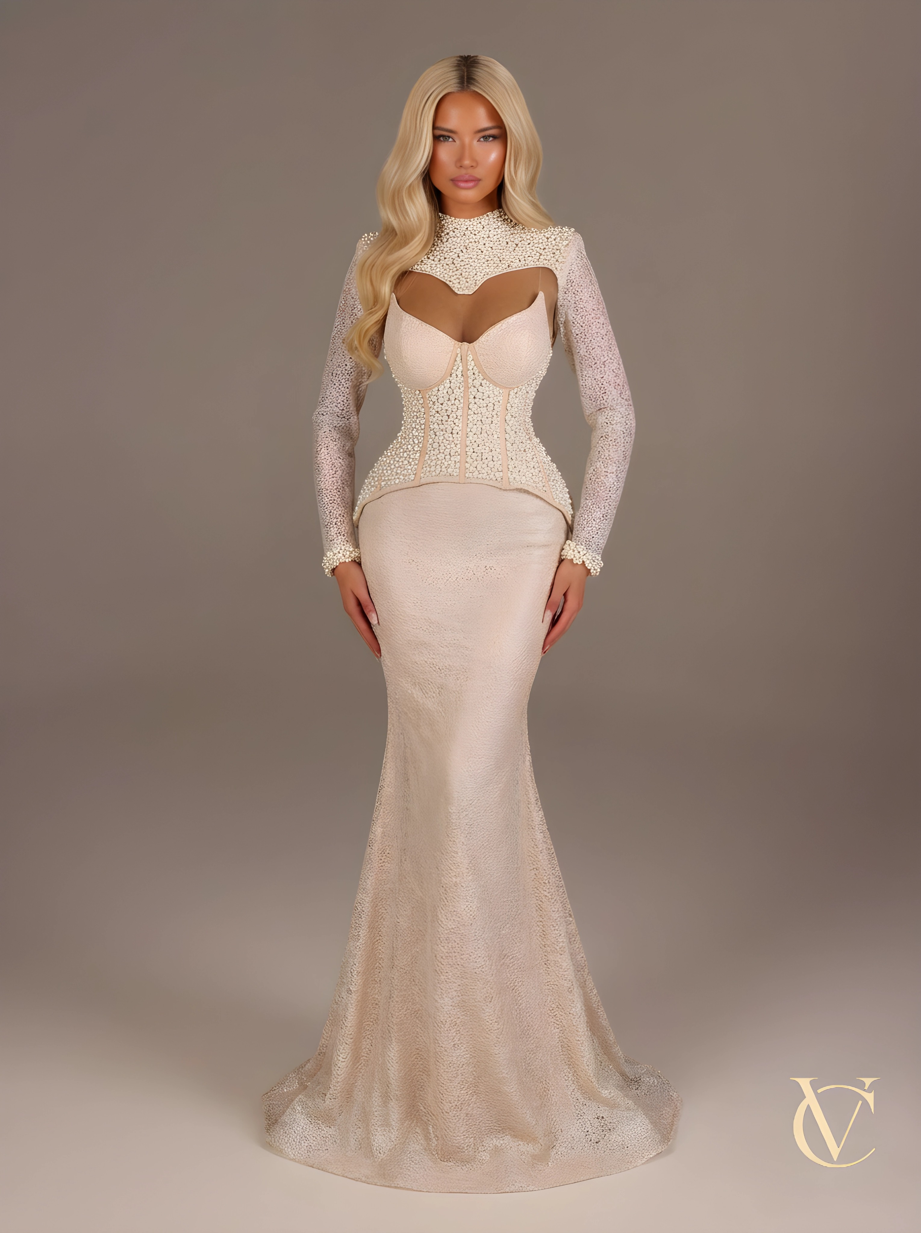 Pearl Corset Gown — Luxury Couture Evening Dress UK